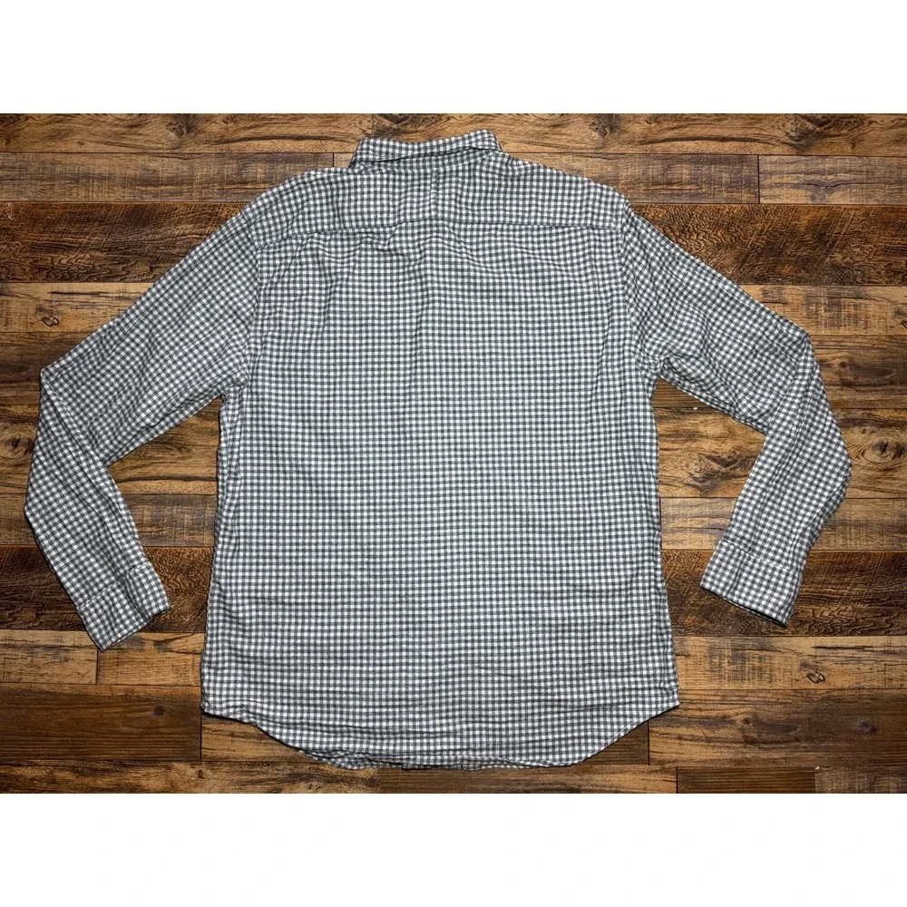 Banana Republic Luxe Flannel Grant Fit Gray‎ Gingham Button Up Shirt XL